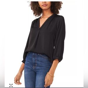 Vince Camuto Black V-Neck Blouse